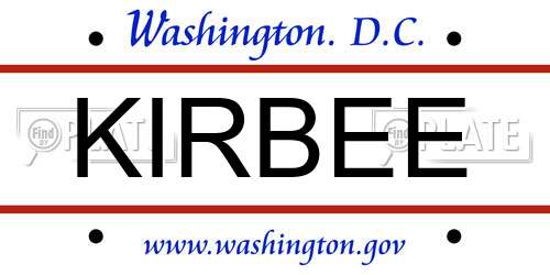 KIRBEE District Of Columbia License Plate