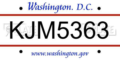 KJM5363 District Of Columbia License Plate