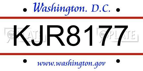 KJR8177 District Of Columbia License Plate
