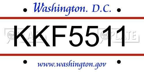 KKF5511 District Of Columbia License Plate