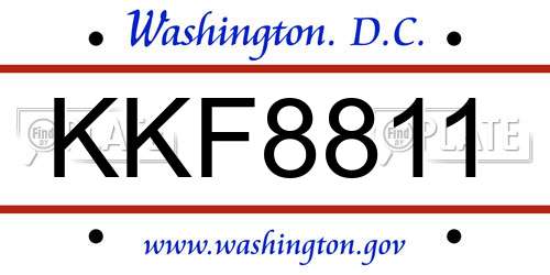 KKF8811 District Of Columbia License Plate