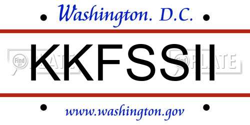 KKFSSII District Of Columbia License Plate