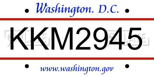 KKM2945 District Of Columbia License Plate