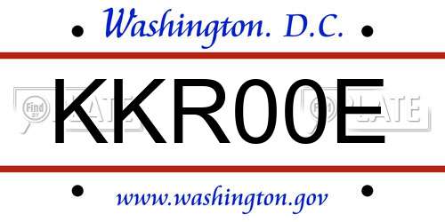 KKR00E District Of Columbia License Plate