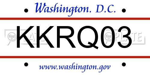 KKRQ03 District Of Columbia License Plate