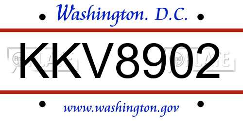 KKV8902 District Of Columbia License Plate