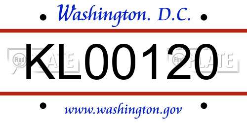 KL00120 District Of Columbia License Plate