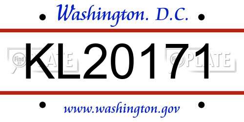 KL20171 District Of Columbia License Plate