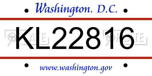 KL22816 District Of Columbia License Plate