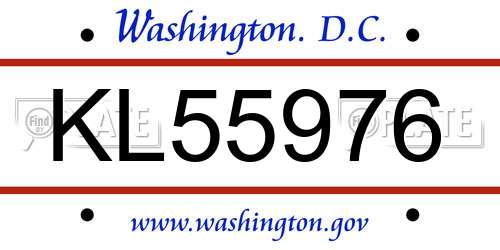 KL55976 District Of Columbia License Plate
