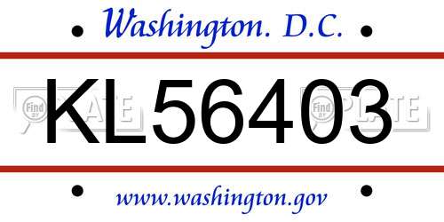 KL56403 District Of Columbia License Plate