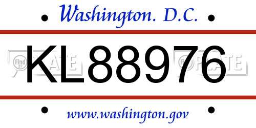 KL88976 District Of Columbia License Plate