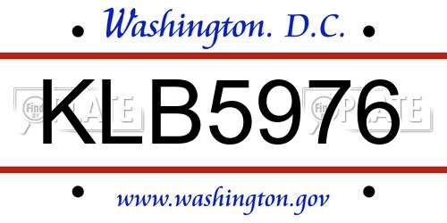 KLB5976 District Of Columbia License Plate