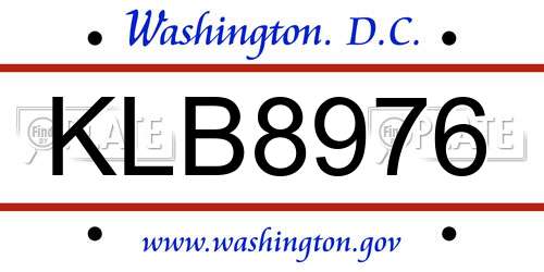 KLB8976 District Of Columbia License Plate