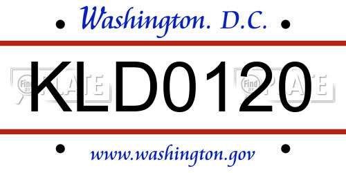 KLD0120 District Of Columbia License Plate
