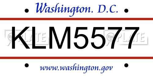 KLM5577 District Of Columbia License Plate