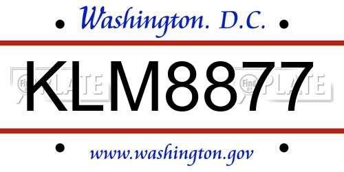 KLM8877 District Of Columbia License Plate