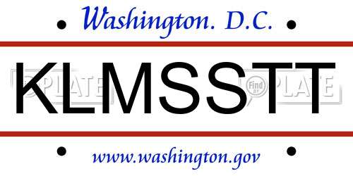 KLMSSTT District Of Columbia License Plate