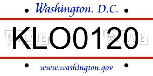 KLO0120 District Of Columbia License Plate