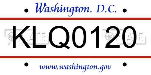 KLQ0120 District Of Columbia License Plate