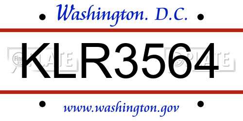 KLR3564 District Of Columbia License Plate