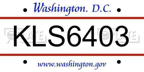 KLS6403 District Of Columbia License Plate