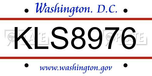 KLS8976 District Of Columbia License Plate