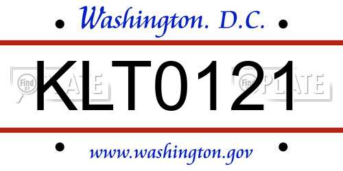 KLT0121 District Of Columbia License Plate