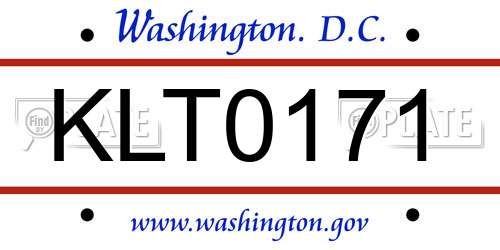 KLT0171 District Of Columbia License Plate