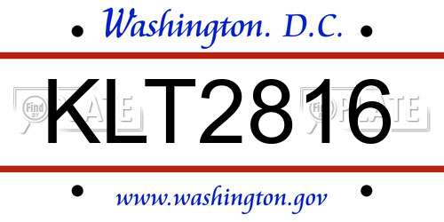 KLT2816 District Of Columbia License Plate