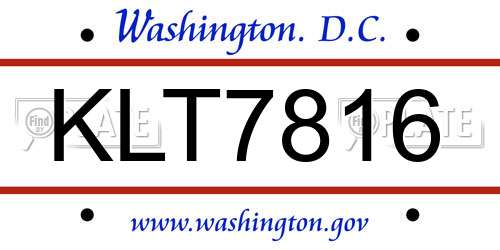 KLT7816 District Of Columbia License Plate