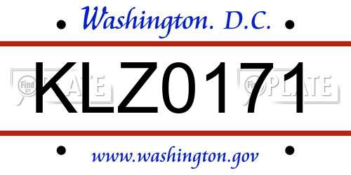 KLZ0171 District Of Columbia License Plate