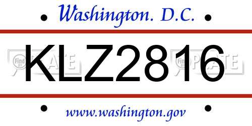 KLZ2816 District Of Columbia License Plate