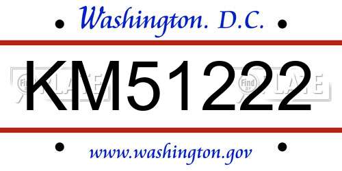 KM51222 District Of Columbia License Plate