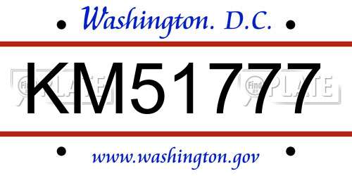 KM51777 District Of Columbia License Plate
