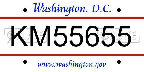 KM55655 District Of Columbia License Plate
