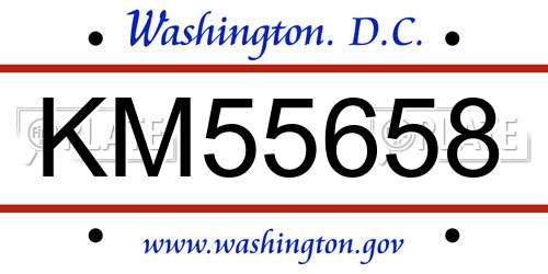 KM55658 District Of Columbia License Plate