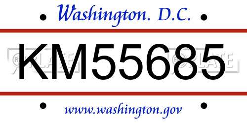 KM55685 District Of Columbia License Plate