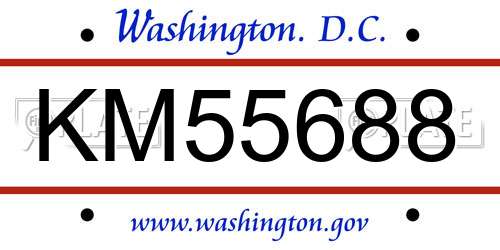 KM55688 District Of Columbia License Plate