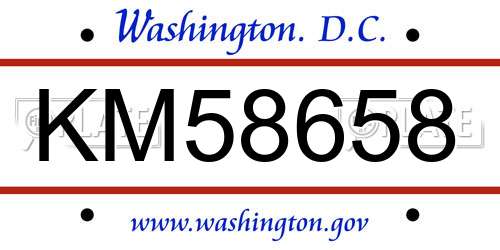 KM58658 District Of Columbia License Plate