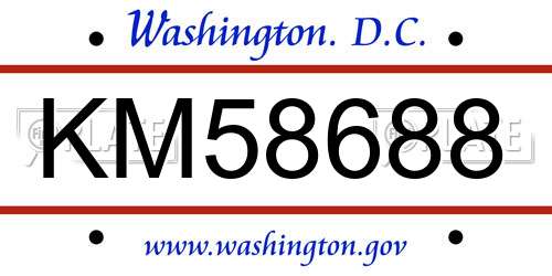 KM58688 District Of Columbia License Plate
