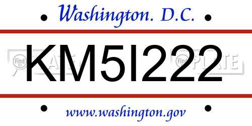 KM5I222 District Of Columbia License Plate