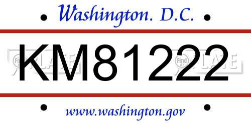 KM81222 District Of Columbia License Plate
