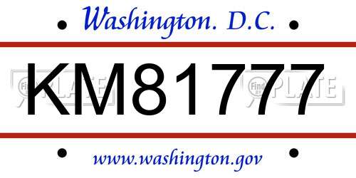 KM81777 District Of Columbia License Plate