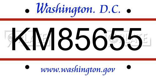 KM85655 District Of Columbia License Plate