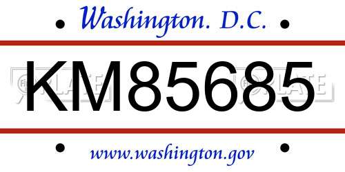KM85685 District Of Columbia License Plate