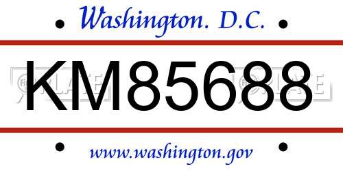 KM85688 District Of Columbia License Plate