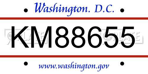 KM88655 District Of Columbia License Plate