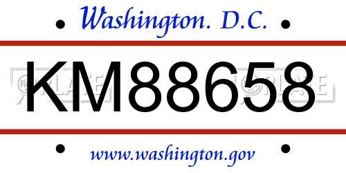 KM88658 District Of Columbia License Plate
