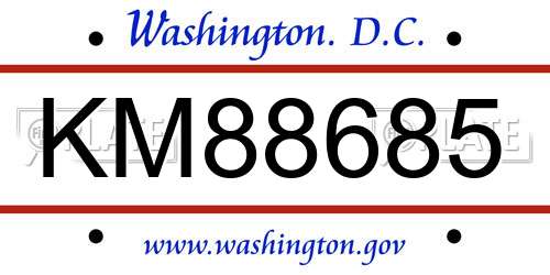 KM88685 District Of Columbia License Plate